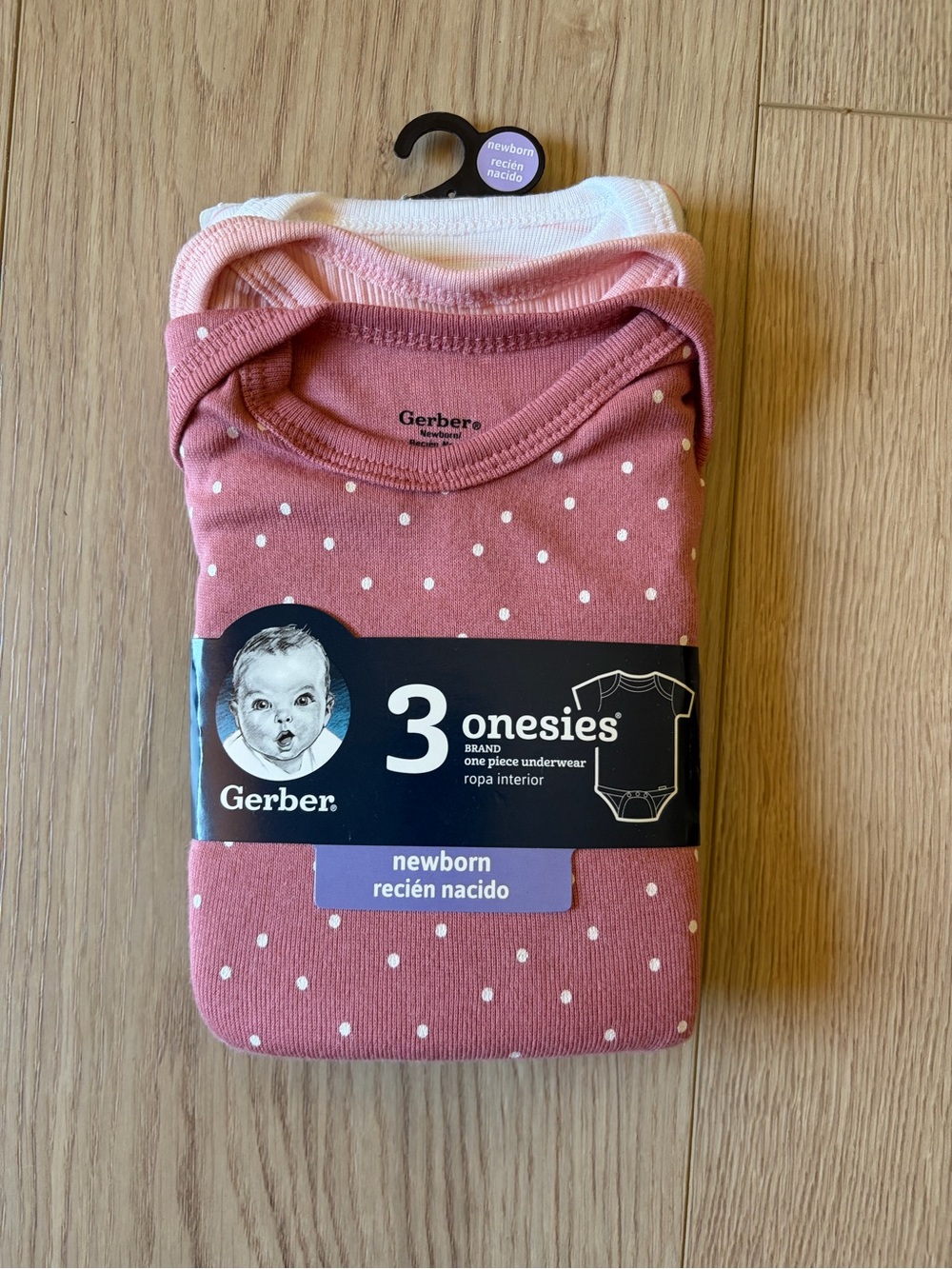 Gerber Baby Bodysuit Set - White and Light Pink